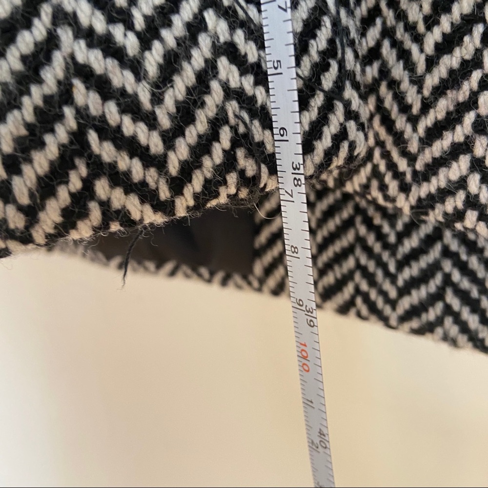 Herringbone Classic Black and White Wool Pea Coat, Small - Picture 8 of 8
